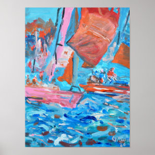 Affiche Régate de voile dynamique Expressionniste