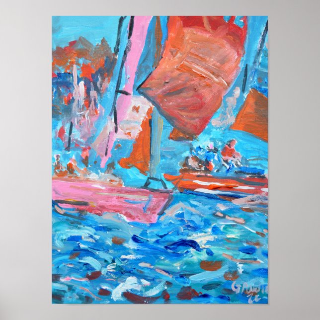 Affiche Régate de voile dynamique Expressionniste (Devant)