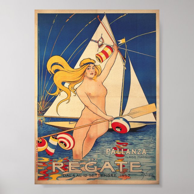 Affiche Régate, Voile, Italie, Art Nouveau (Devant)