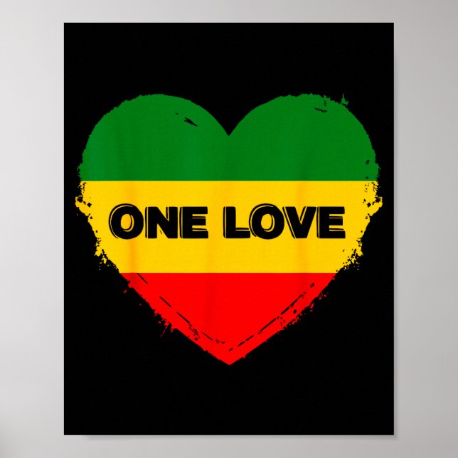 Affiche Reggae Heart One Love Rasta Reggae Music Rastafari (Devant)
