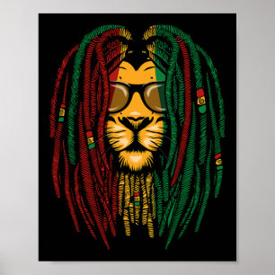 Affiche Reggae Lion Dreadlocks Wild Cat Rasta Afrique Rast