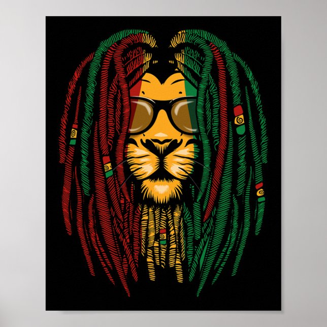 Affiche Reggae Lion Dreadlocks Wild Cat Rasta Afrique Rast (Devant)