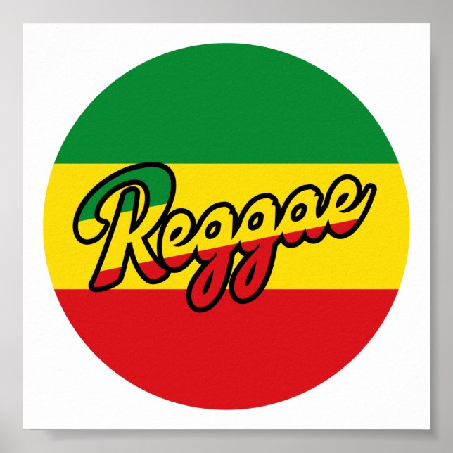 Affiche Reggae Musique avec couleurs du drapeau reggae (Devant)