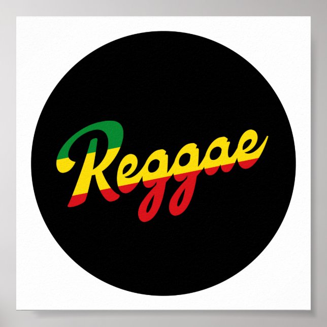 Affiche Reggae Musique avec couleurs du drapeau reggae (Devant)