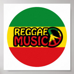 Affiche Reggae Musique, reggae art avec symbole de paix