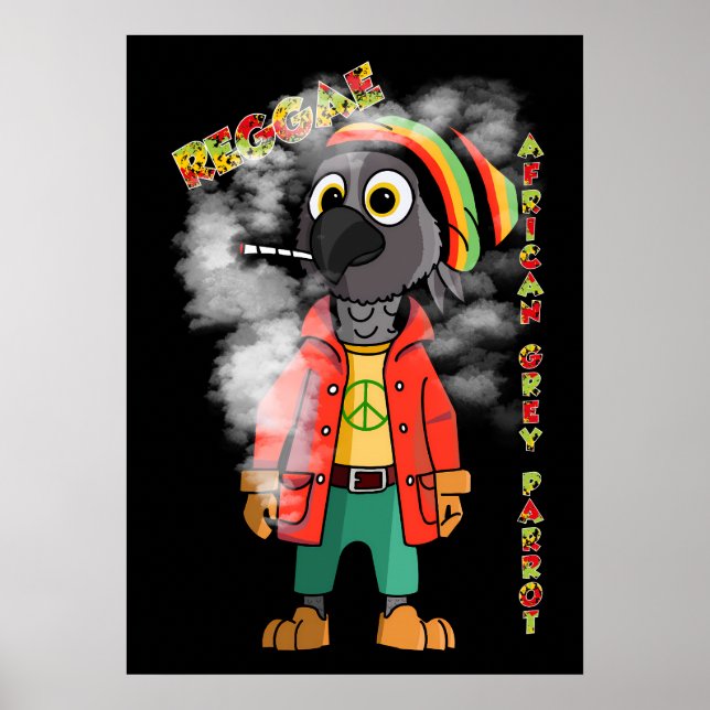 Affiche Reggae perroquet gris africain (Devant)
