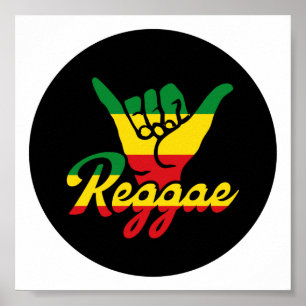 Affiche Reggae Shaka Mains aux couleurs reggae