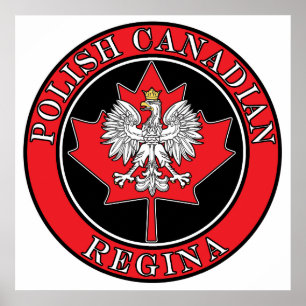 Affiche Regina Feuille canadienne polonaise ronde