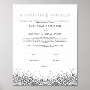 Affiche REGINA Glam Silver Sequins Certificat de mariage P