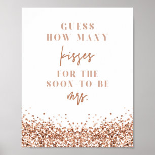 Affiche REGINA Rose Gold Combien de baisers Baby Shower