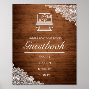 Affiche Registre de mariage avec panneau de bois rustique