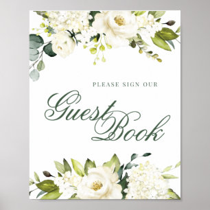 Affiche Registre des invités aux roses blanches