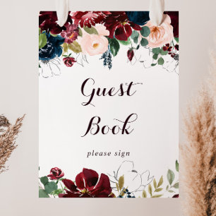 Affiche Registre des invités de fleurs d'automne illustré 