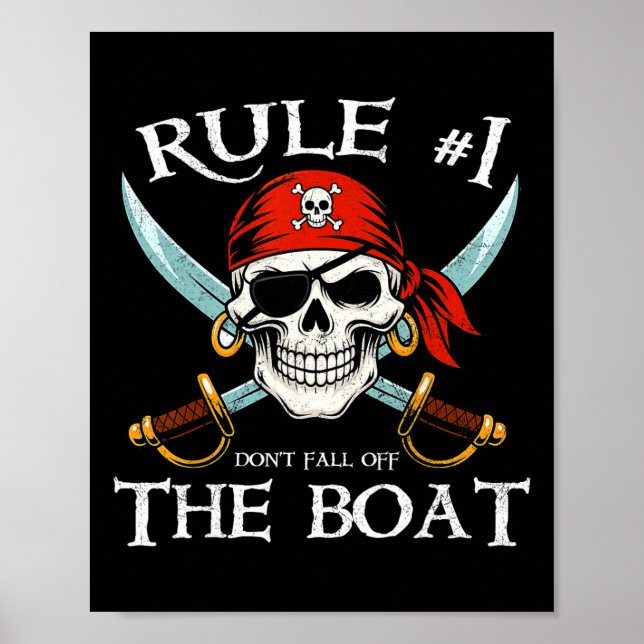 Affiche Règle #1 Ne Tombez Pas Du Bateau Croisière Pirate  (Devant)