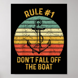 Affiche Règle #1 Ne Tombez Pas Du Bateau Croisière Vintage