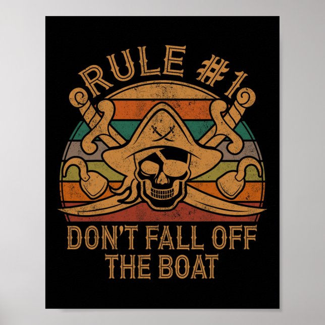 Affiche Règle #1 Ne tombez pas du bateau Pirate Cadeau Pap (Devant)