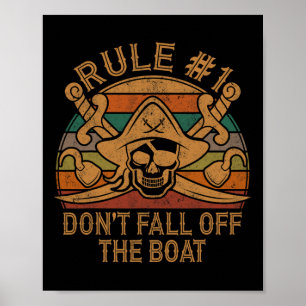 Affiche Règle #1 Ne tombez pas du bateau Pirate Cadeau Pap