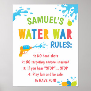 Affiche Règlement de Guerre de l'Eau Personnalisé Panneau