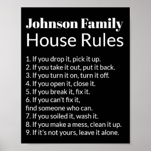 Affiche Règlement de la maison de famille Modèle de texte