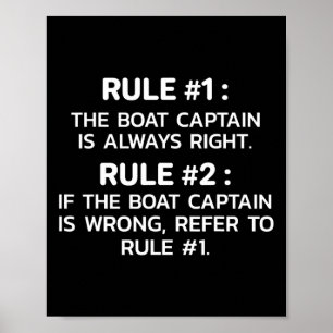 Affiche Règles de capitaine de bateau Drôle de navigation