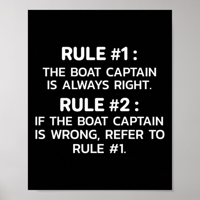 Affiche Règles de capitaine de bateau Drôle de navigation  (Devant)