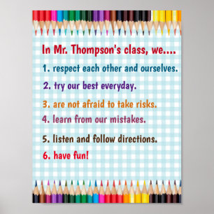 Affiche Règles de classe de Crayons modifiables