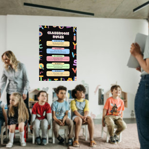 Affiche Règles de classe de l'enseignant coloré personnali