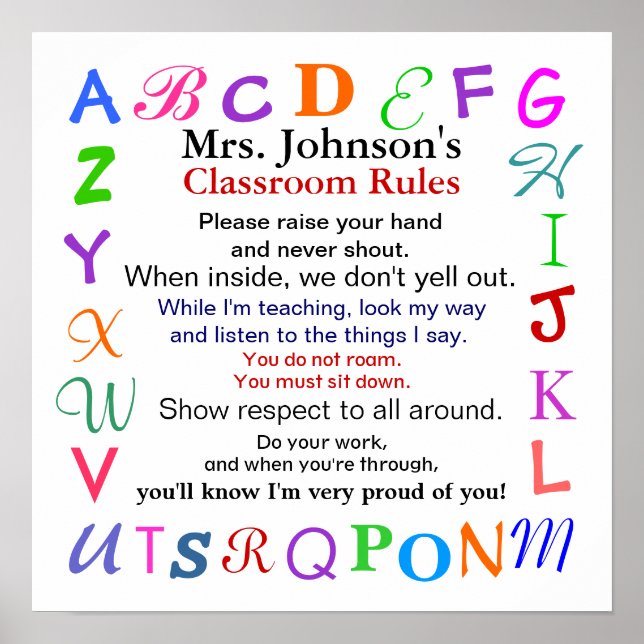 Affiche Règles de classe n° 2 de l'enseignant par SRF (Devant)