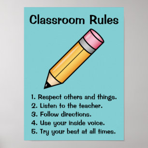 Affiche Règles de classe personnalisées au crayon de dessi