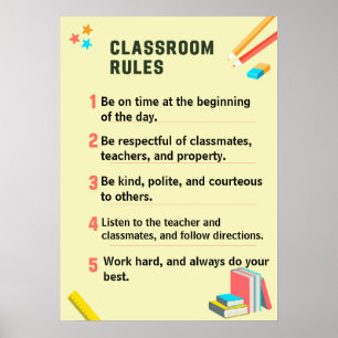 Affiche Règles de classe personnalisées pour le retour à l