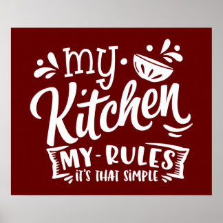 Affiche règles de cuisine drôles en art de mots