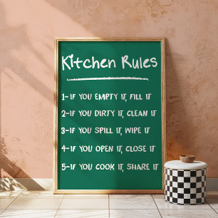 Affiche Règles de cuisine Trendy Funny Chalkboard Wall Art