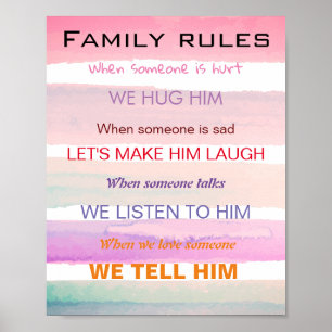 Affiche Règles de famille dans les couleurs