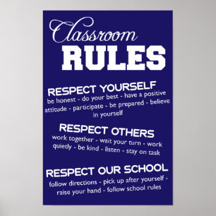 Affiche Règles de la classe bleue et blanche