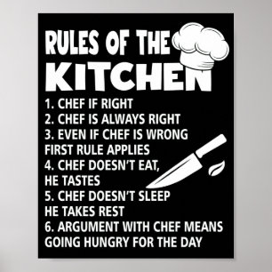 Affiche Règles De La Cuisine Chef Cuisine