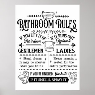 Affiche Règles de la salle de bain sympas