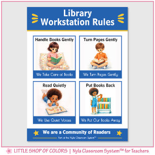 Affiche Règles de la station de travail de la bibliothèque