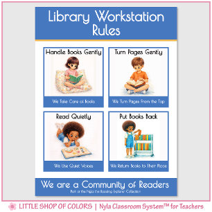 Affiche Règles de la station de travail de la bibliothèque