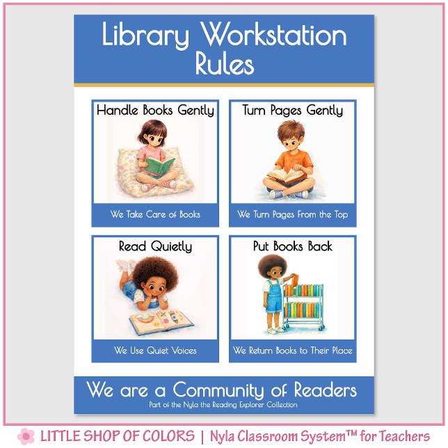 Affiche Règles de la station de travail de la bibliothèque (Créateur téléchargé)