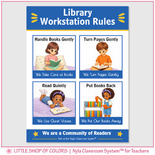 Affiche Règles de la station de travail de la bibliothèque