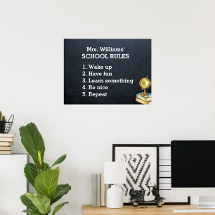 Affiche Règles de l'école Chalkboard Classroom