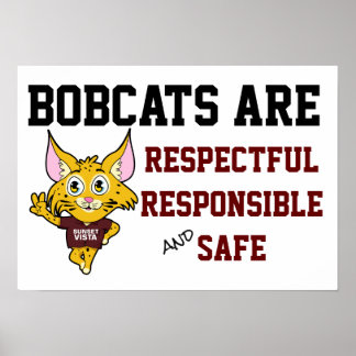 Affiche Règles de l'école de Bobcat Responsable Respectueu