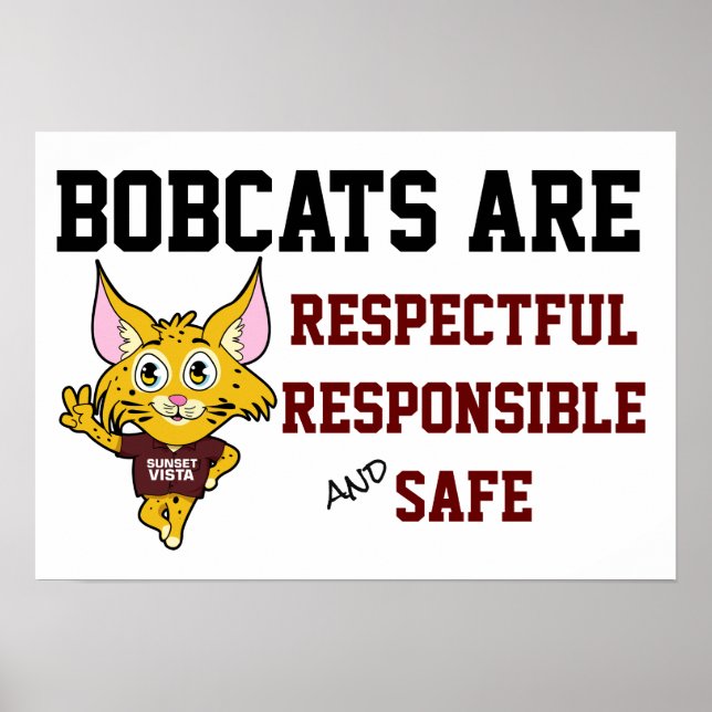 Affiche Règles de l'école de Bobcat Responsable Respectueu (Devant)