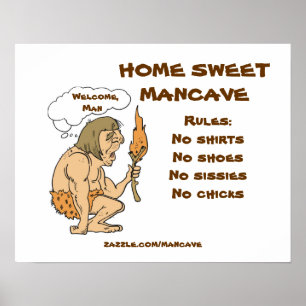 Affiche Règles de Mancave d'homme des cavernes