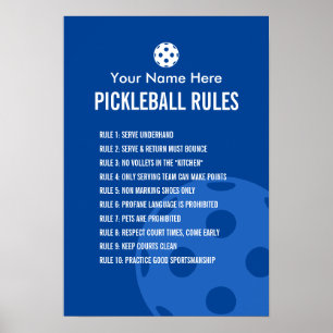 Affiche Règles de Pickleball et signe d'affiche d'étiquett