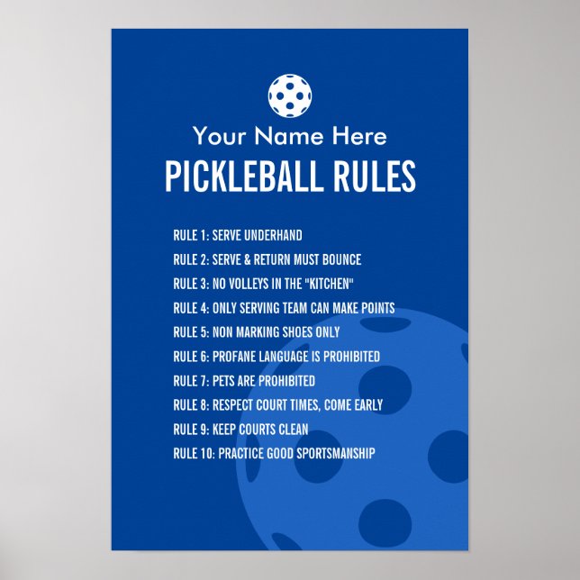 Affiche Règles de Pickleball et signe d'affiche d'étiquett (Devant)
