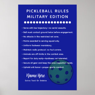 Affiche Règles de Pickleball Personnalisées ÉDITION MILITA