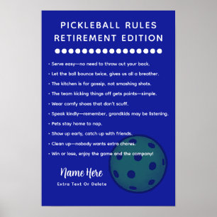 Affiche Règles de Pickleball Personnalisées ÉDITION RETRAI