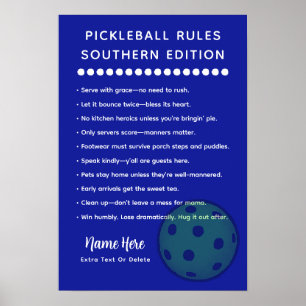 Affiche Règles de Pickleball Personnalisées Édition Sud