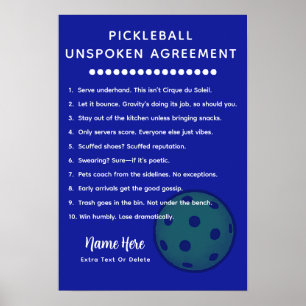 Affiche Règles de Pickleball Personnalisées NON-DITES